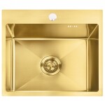 REA REA - Oceľový drez Leo 50 BRUSH GOLD s kuchynskou batériou KPL-96004
