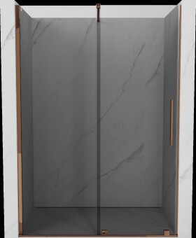 MEXEN/S - Velár posuvné sprchové dvere 130, grafit, ružové zlato 871-130-000-41-60