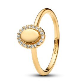 Pandora Elegantný pozlátený prsteň Ovál s aureolou Shine 163800C01 50 mm