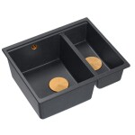 Quadron - Granitový drez Logan 150 Black Metallic Zlaty HCQL5646U8-G1_U