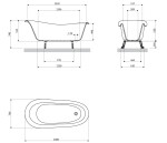OMNIRES - ATENA COMFORT M+ voľne stojaca vaňa, 168 x 76 cm, biely lesk ATENA168BP
