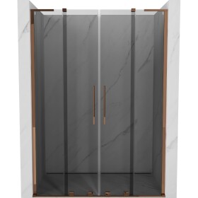 MEXEN/S - Velar L Duo posuvné sprchové dvere 160, grafit, ružové zlato 871-160-003-42-60