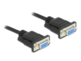 DeLock RS-232 Sub-D9 samica-samica čierna / Sériový kábel / Null modem / 10 m (86604)