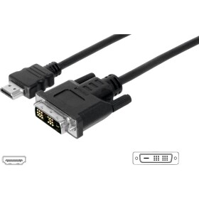 Digitus HDMI / DVI káblový adaptér Zástrčka HDMI-A, DVI-D 18 + 1 pól Zástrčka 5.00 m čierna AK-330300-050-S možno skrutkovať HDMI kábel; AK-330300-050-S