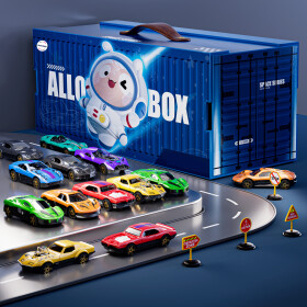 Mamido Mamido Sada 20 kovových autíčok v kontajneri, garáž v tvare boxu MT1457