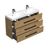 Kúpeľňová skrinka s čiernou úchytkou a umývadlom SAT Cube Way 120x76,5x40 cm dub Hickory mat CUBE2C1203DH CUBE2C1203DH
