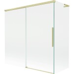 MEXEN/S - Rox L vaňová zástena 2-krídlová posuvná 160 + 80 x 150, transparent, zlatá kartáčovaná 8C9L-160-080-55-00