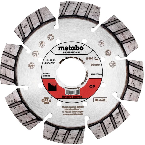 Metabo 628570000 diamantový rezný kotúč Priemer 115 mm Ø otvoru 22.23 mm 1 ks; 628570000