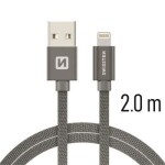 SWISSTEN TEXTILE dátový kábel USB - Lightning 2m šedá (71523302)