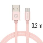 SWISSTEN TEXTILE dátový kábel USB microUSB 0.2m (71522105)