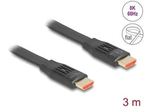 DeLock čierna / Plochý kábel HDMI / 48 Gbps / 8K 60 Hz / eARC / 3 m (81003)