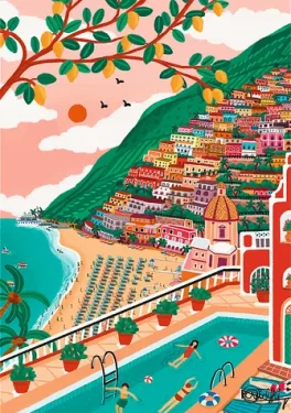 Trefl - Puzzle - Premium PLUS Art of Colour: Positano, Taliansko