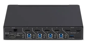 StarTech P4AD122M čierna / KVM prepínač / 4× PC / DisplayPort / 4K / USB / Mouse Roaming (P4AD122M-KVM-SWITCH)