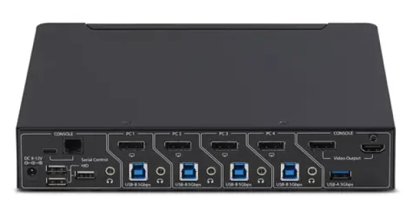 StarTech P4AD122M čierna / KVM prepínač / 4× PC / DisplayPort / 4K / USB / Mouse Roaming (P4AD122M-KVM-SWITCH)