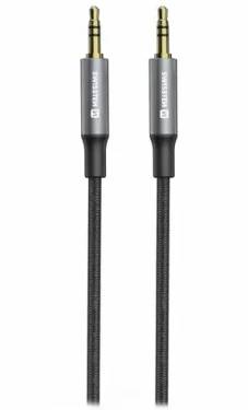 Swissten TEXTILE prepojovací audio kábel Jack 3.5mm (M) - Jack 3.5mm (M) 1.5m čierna (73501215)