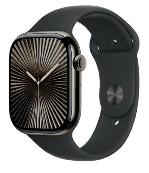 Apple Watch Series 10 GPS+Cellular 46mm Bridlicovo šedé titánové telo - Čierny športový remienok (S/M) / 140-190 mm (MWYD3)