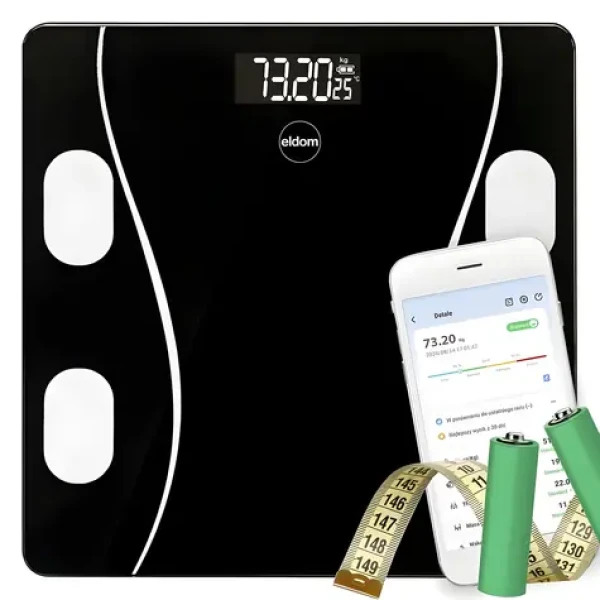 Eldom TWO610 čierna / Osobná váha / Múdra / Bluetooth / Do 180 kg / BMI (TWO610)