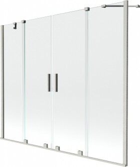 MEXEN/S - Velar Duo dvojkrídlová posuvná vaňová zástena 180 x 150, transparent, nikel kartáčovaný 896-180-000-02-97