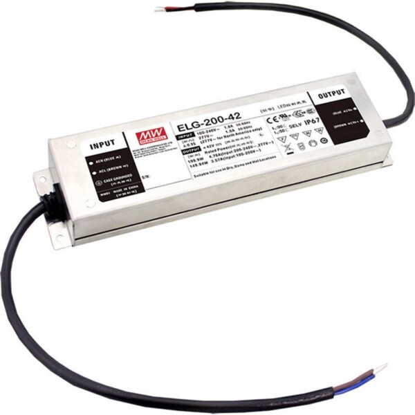 MEAN WELL ELG-200-48AB-3Y LED driver konštantné napätie 199.68 W 2.08 - 4.16 A 44.8 - 51.2 V/DC stmievací funkcie 3v1, montáž na nehorľavom povrchu, schválenie; ELG-200-48AB-3Y