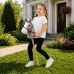 Mamido Kôň na tyči Hobby Horse so zvukmi a kolieskami 100 cm sivý