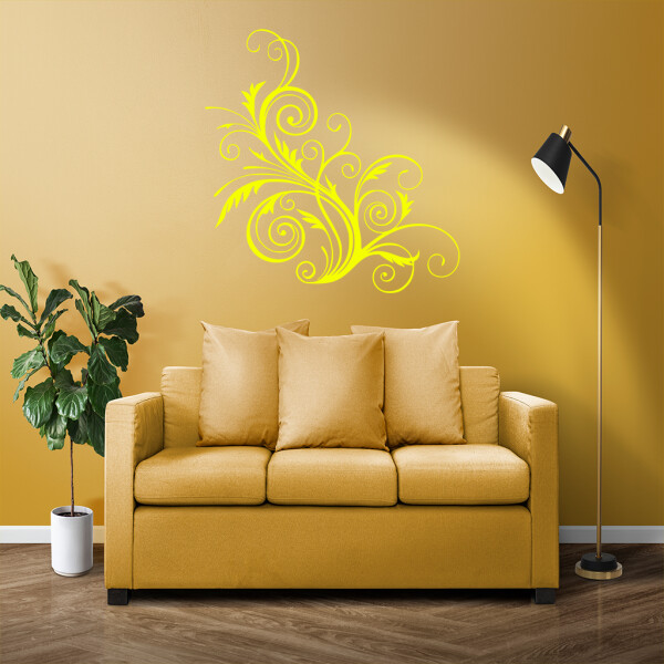 Veselá Stena Samolepka Ornament kvetina Farba: žlutá, Veľkosť: 80 x 84 cm
