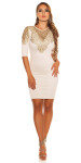 Sexy KouCla dress with Golden lace BEIGE