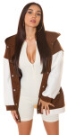 Trendy Oversized College Jacket brown Einheitsgroesse