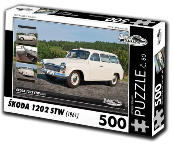 RETRO-AUTA Puzzle č. 80 Škoda 1202 STW sanitné vozidlo (1961)