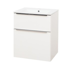 Mereo Mailo, kúpeľňová skrinka s keramickým umývadlom 61 cm, biela, chróm madlo CN510