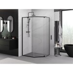 MEXEN - Exo sprchovací kút päťboký krídlový 100 x 80, transparent, čierna 812-100-080-70-00
