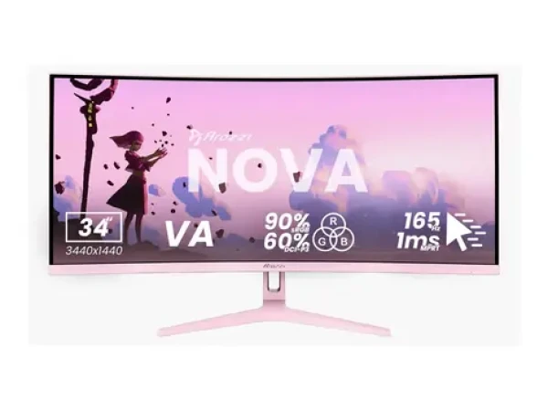 34" Arozzi Nova ružová / Monitor / VA / UWQHD / 165Hz / zakrivené 1500R (AZ-NO-34T2K165-PNK)