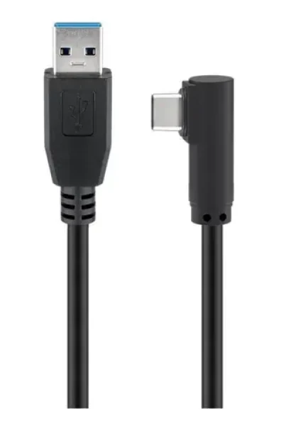 MicroConnect kábel USB-C 90° uhol (M) - USB3.0 A (M) 0.5m čierna / 5000Mbit/s (USB3.1CA05A)