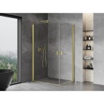 MEXEN/S - Mist-B Duo sprchovací kút dvere krídlové 100 x 70, transparent, zlato kartáčovaná 8A2-100-070-55-00
