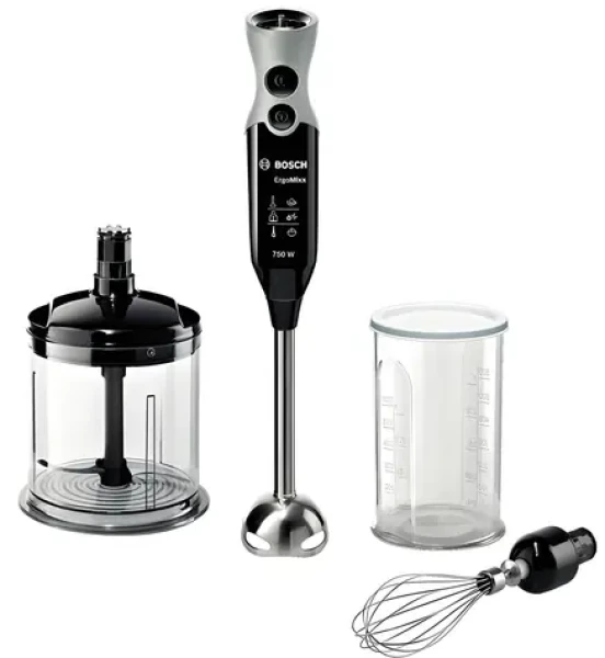 BOSCH MSM67160 čierno-šedá / Tyčový mixér / 750W / 12 rýchlostí + turbo / šľahacia metla / sekáčik (MSM67160)