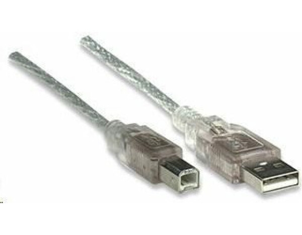 Manhattan Kábel USB 2.0 AB / prepojovací / 5m / strieborný (345408-MA)