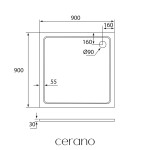 CERANO - Sprchová vanička štvorcová Piato - liaty mramor - biela lesklá - 90x90x3 CER-476942