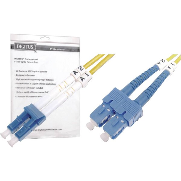 DIGITUS Fiber Optic Patch Cord, LC do SC Singlemode 09/125 µ, Duplex Length 3m (4016032249658)