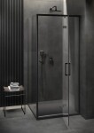 CERSANIT/S - Sprchovací kút LARGA 90x80 čierny, pravý, číre sklo S932-124/80