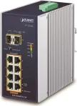 Planet Switch priemyselný 8- Port PoE+ / Switch / 8x Gigabit PoE+ 802.3at / 2x SFP / DIN lišta / IP30 / -40 až 75 °C (IGS-1020PTF-12V)