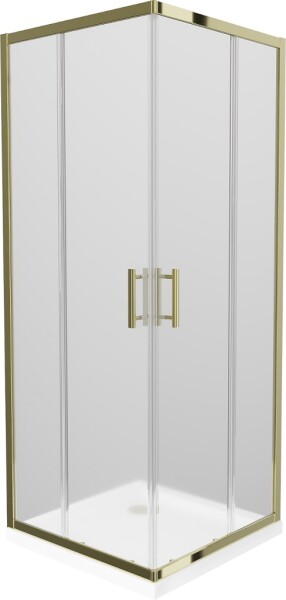 MEXEN/S - Rio sprchovací kút štvorec 90x90, dekor, zlatá + biela vanička so sifónom 860-090-090-50-30-4010G