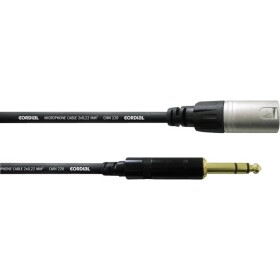 Mikrofónny kábel Cordial 6 m REAN XLR M / jack 6,3 mm kábel 6 m čierna XLR (M) / jack 6,3 mm; CFM6MV