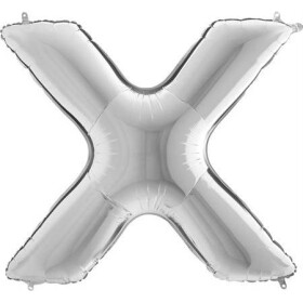 Nafukovací balónik písmeno X strieborné 102 cm - Grabo