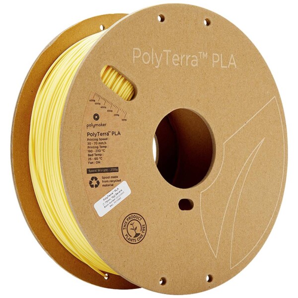 Polymaker 70865 PolyTerra PLA vlákno pre 3D tlačiarne PLA plast Nižší obsah plastov 1.75 mm 1000 g pastelová žltá (mat) 1 ks; 70865