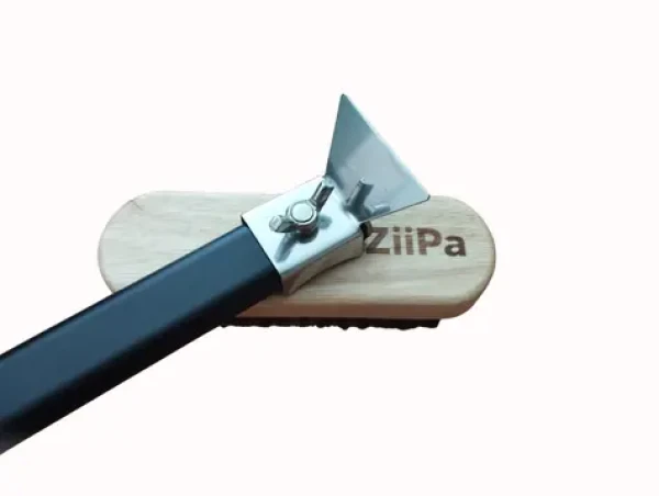 ZiiPa Kefa na pizza kameň / Čistiaca kefa / nerezové štetiny a škrabka / nastaviteľná rukoväť