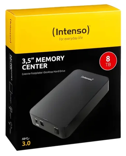 INTENSO Memory Center 8TB čierna / Externý disk / 3,5" / USB 3.0 / R: 85 MB/s / W: 75 MB/s (6031516)