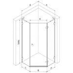MEXEN/S - Lunar L sprchový kút päťboký krídlový pravá 100 x 80, transparent, grafit metal 831L-100P-080L-95-00-P