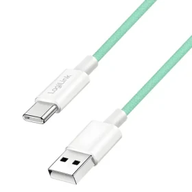 LogiLink USB-A - USB-C 1,5m zelená / Nylonový kábel / USB 2.0 / 60 W / Rýchlonabíjanie (CU0328)