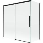 MEXEN/S - Rox vaňová zástena 2-krídlová posuvná 150 + 70 x 150, transparent, čierna 8C9-150-070-70-00