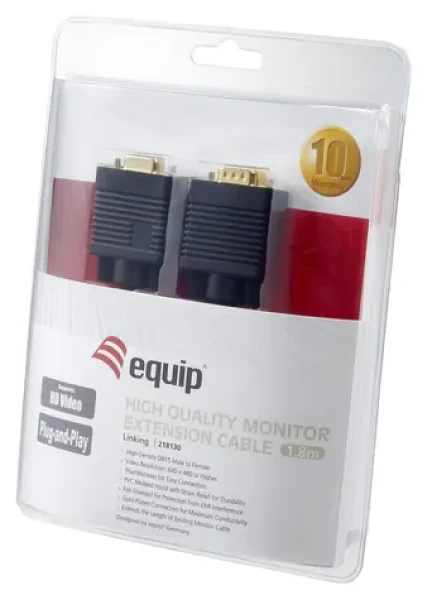 Equip 1,8 m čierna / VGA kábel / D-Sub / prepojovací / 1024x768 60Hz (218130)