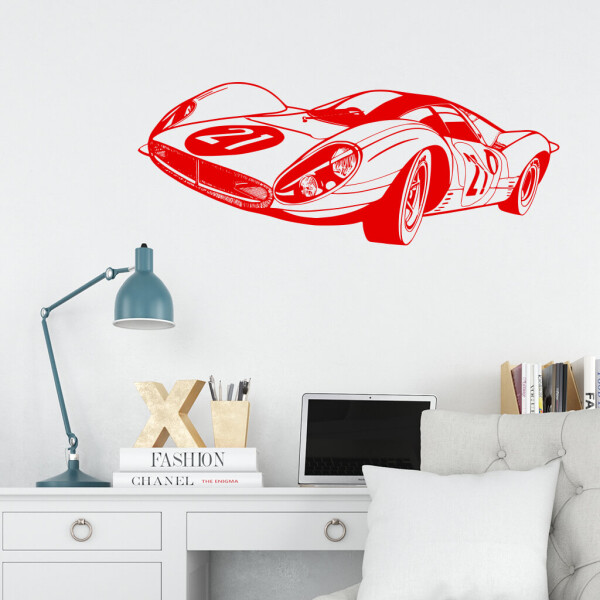 Veselá Stena Samolepka Pretekársky automobil Farba: červená, Veľkosť: 80 x 32 cm